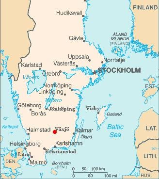 mapa Växjö, Szwecja
