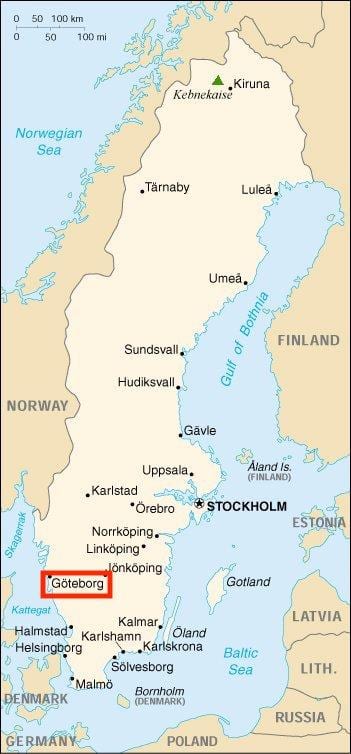 Szwecja Göteborg mapie