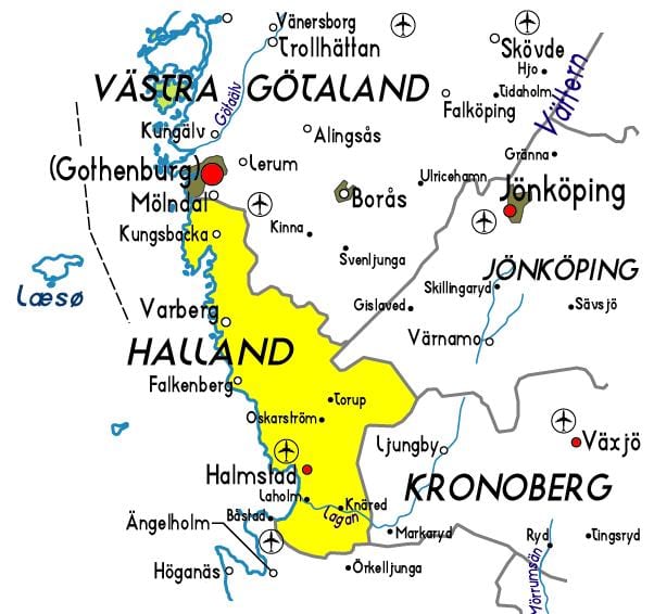 mapa Halland, Szwecja