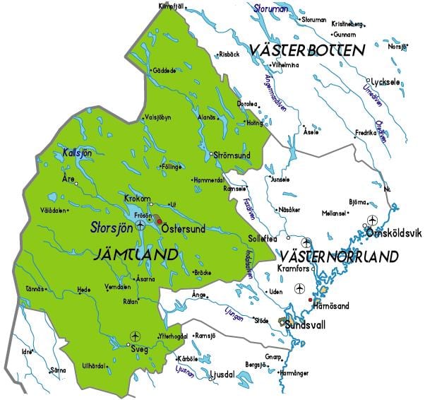 mapa Jamtland Szwecja