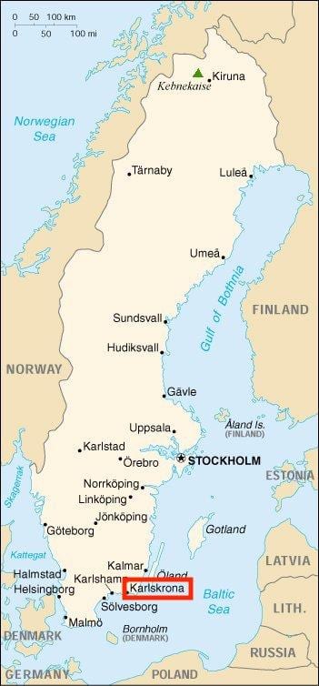 mapa Karlskrona Szwecja