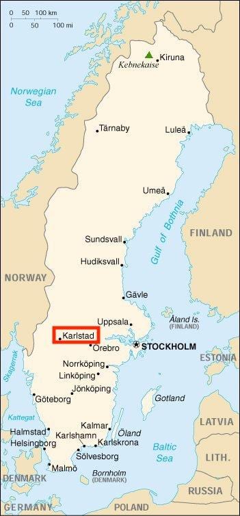 mapa Karlstad, Szwecja