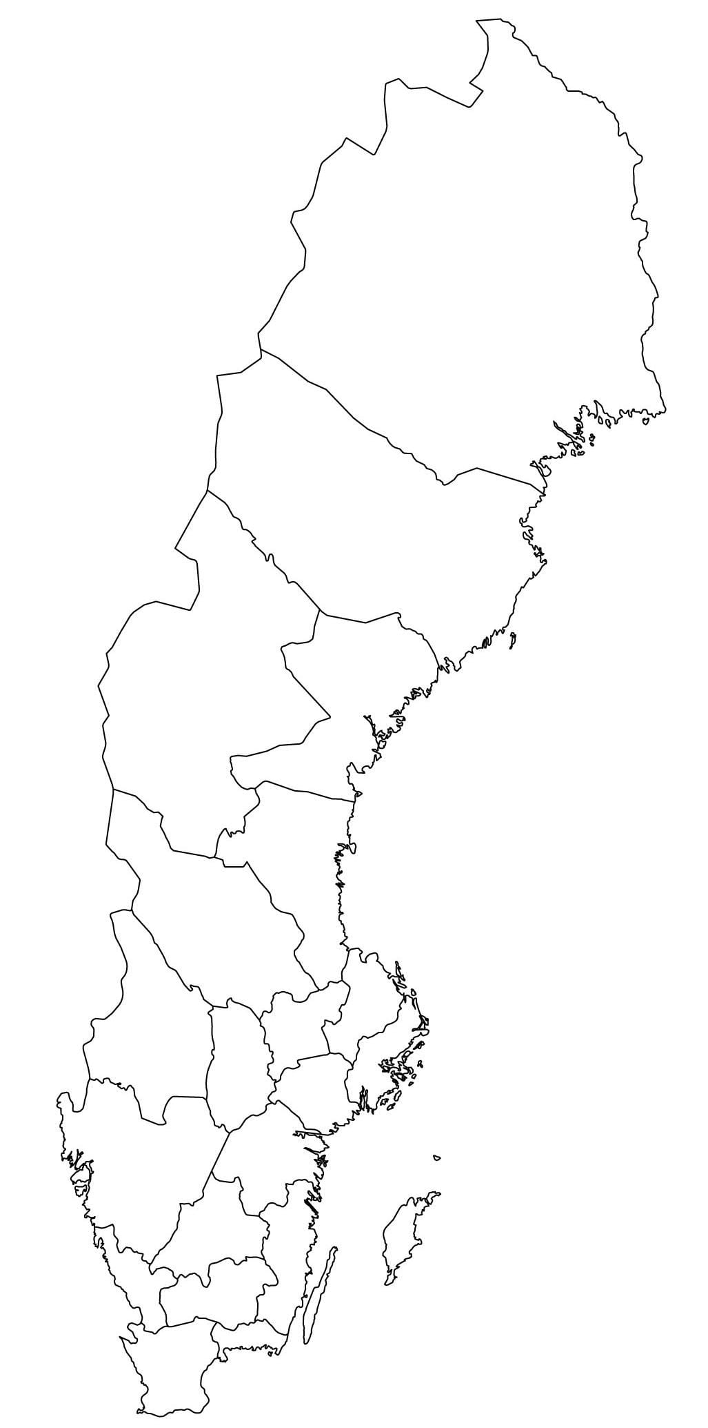 mapa konturowa Szwecji