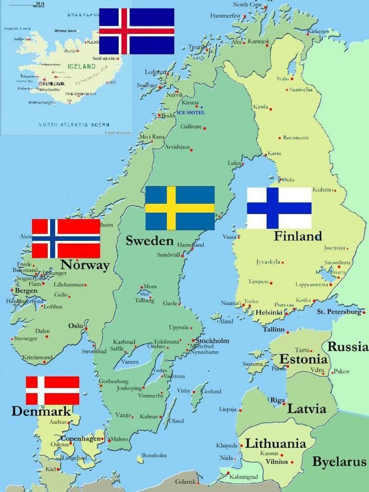 Szwecja krajów otaczają mapie