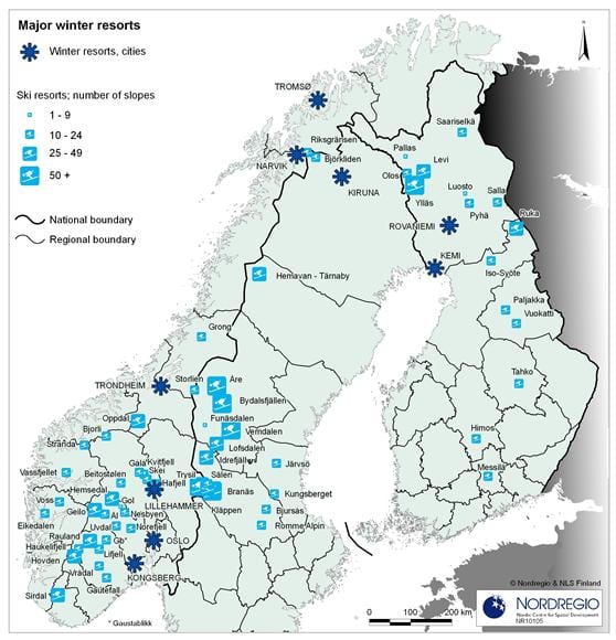 Szwedzkie ośrodki narciarskie mapa