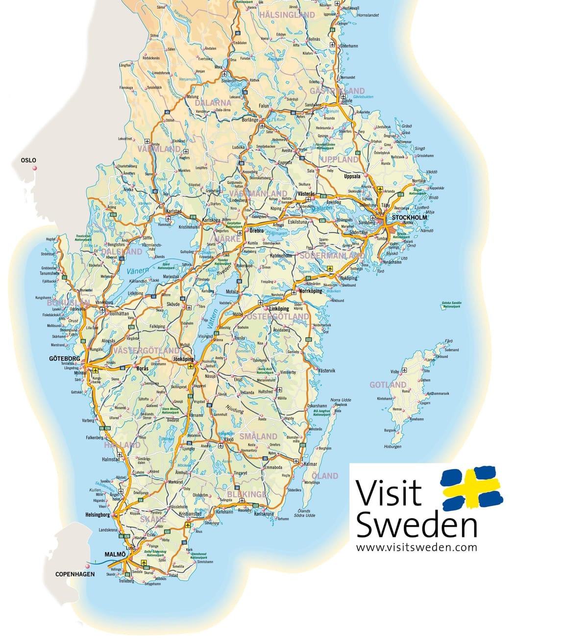 mapa Południowej Szwecji