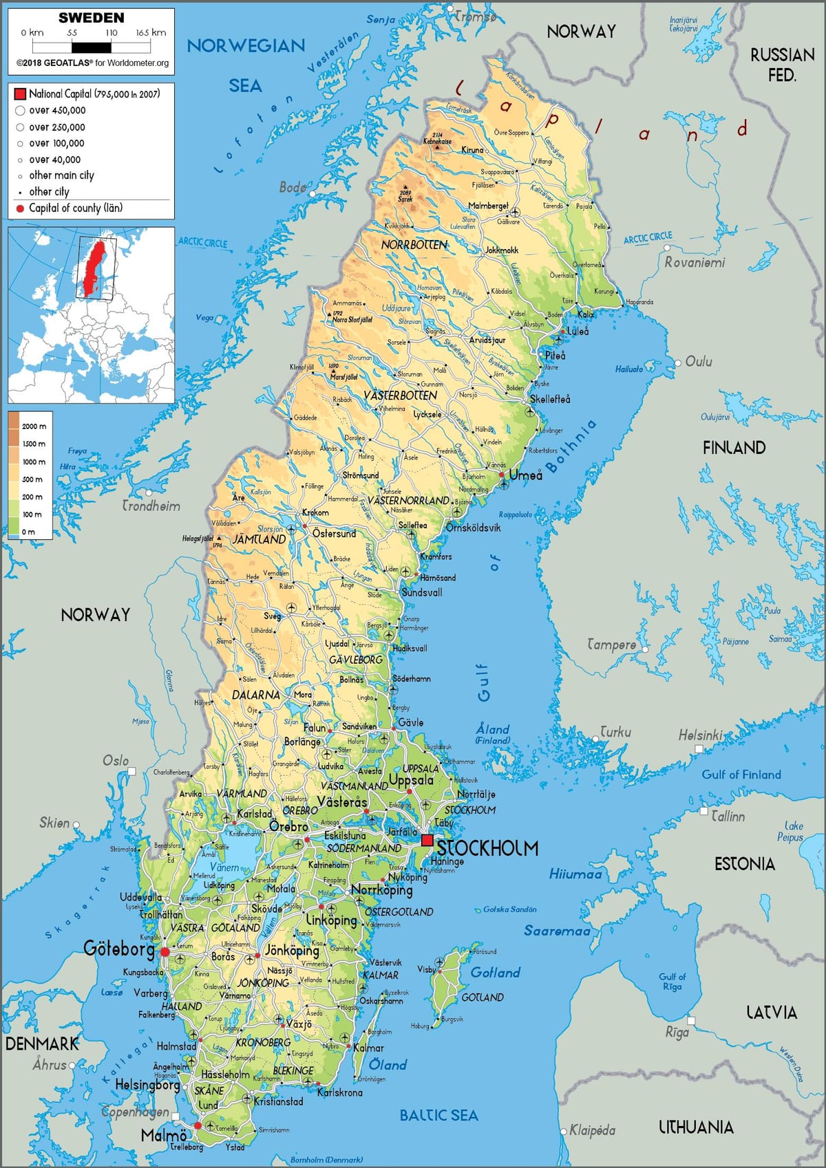 mapa rzeki Szwecji