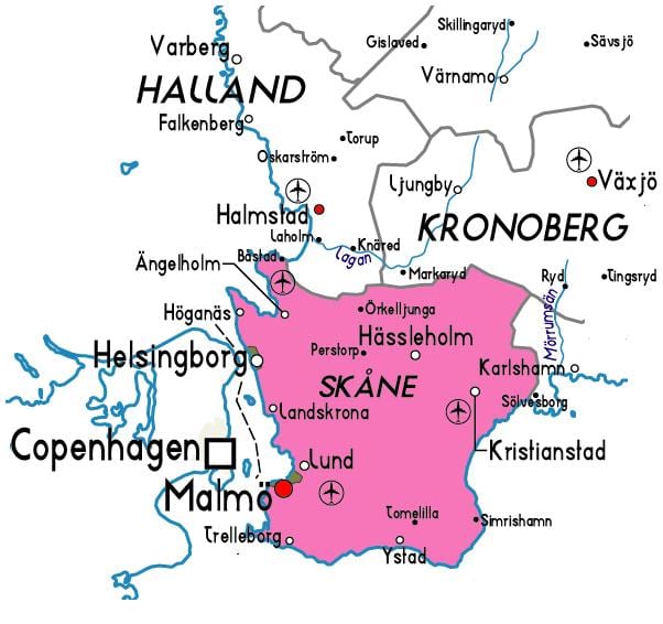 mapa Skania (Szwecja)