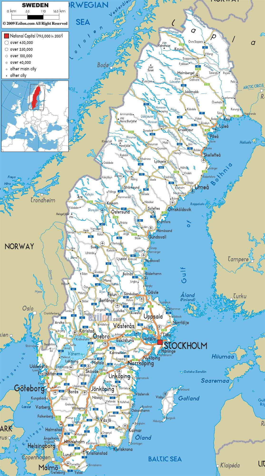 Mapa samochodowa Szwecji