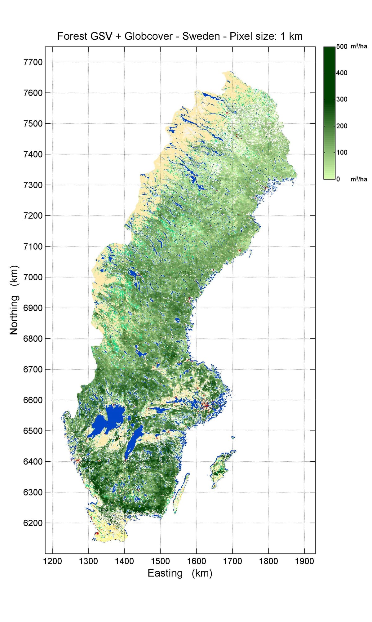 mapa Szwecji lasu
