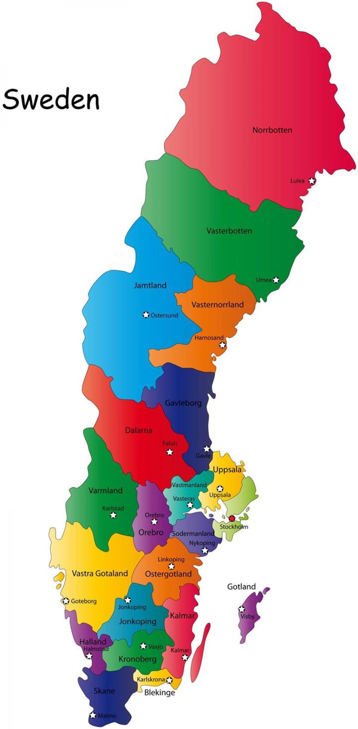 mapa szwedzkich powiatów