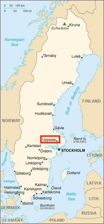 Uppsala mapa Szwecji