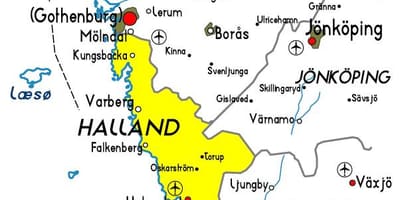 Mapa Halland, Szwecja