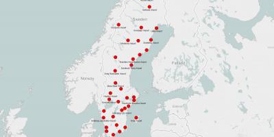 Mapa lotnisk w Szwecji