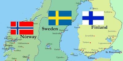 Szwecja krajów otaczają mapie