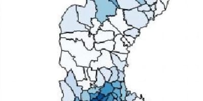 Mapa Szwecji deszcz