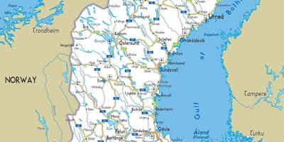 Mapa Szwecji z miastami