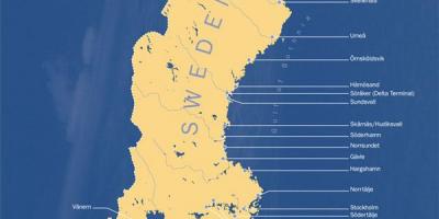 Mapa Szwecji porty